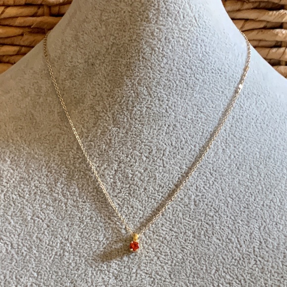 Pretty Faux Orange Sapphire Color Round Solitaire - Picture 2 of 9